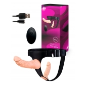 Женский страпон с 2 насадками, вибрацией и пультом ДУ - Erowoman-Eroman - купить с доставкой в Липецке