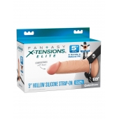 Телесный пустотелый фаллопротез 5’’ Hollow Silicone Strap-On - 14 см. - Pipedream - купить с доставкой в Липецке