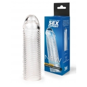 Прозрачная закрытая насадка на пенис с ребрышками - 16 см. - Sex Expert - в Липецке купить с доставкой