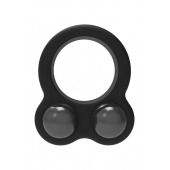 Черное эрекционное кольцо с утяжелителями Cockring Dual Weight - Dream Toys - в Липецке купить с доставкой