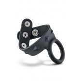 Черное эрекционное кольцо с подхватом мошонки на кнопках VS6 - Blush Novelties - в Липецке купить с доставкой