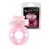 Розовое эрекционное виброкольцо в форме мишки - 1137 - в Липецке купить с доставкой