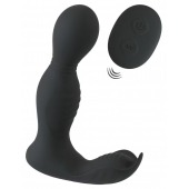Черная анальная пробка с вибрацией, вращением и пультом ДУ RC Butt Plug with 2 Functions - Orion - в Липецке купить с доставкой