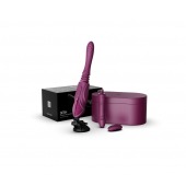 Фиолетовая секс-машина с функцией нагрева, насадками и присоской Sesh - Zalo - купить с доставкой в Липецке