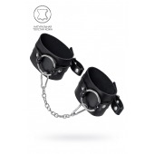 Черные оковы из толстой кожи с люверсами - Pecado - купить с доставкой в Липецке