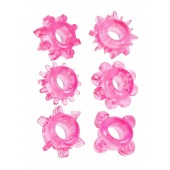 Набор из 6 розовых эрекционных колец с различным рельефом - Erowoman-Eroman - в Липецке купить с доставкой