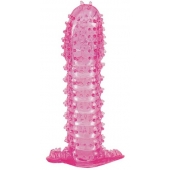 Гелевая розовая насадка с шипами - 12 см. - Toyfa Basic - в Липецке купить с доставкой