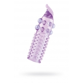 Гелевая фиолетовая насадка с шариками, шипами и усиком - 11 см. - Toyfa Basic - в Липецке купить с доставкой