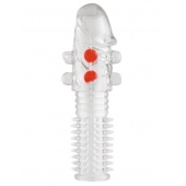 Гелевая прозрачная насадка с шариками и шипами - 14 см. - Toyfa Basic - в Липецке купить с доставкой