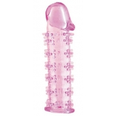 Гелевая розовая насадка на фаллос с шипами - 12 см. - Toyfa Basic - в Липецке купить с доставкой