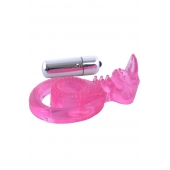 Розовая вибронасадка со стимулятор клитора   Язычок - Toyfa Basic - в Липецке купить с доставкой