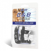 Утяжка на пенис на замочке Duo Cock And Ball Lock - BlueLine - купить с доставкой в Липецке