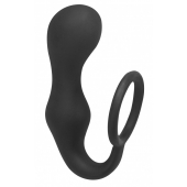 Чёрное эрекционное кольцо с анальной пробкой Double Pleasure Anal Plug - Lola Games - в Липецке купить с доставкой