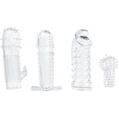 Набор из 4 насадок на член Pleasured Penis Enhancement Sleeve 4 Pack - XR Brands - в Липецке купить с доставкой