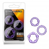 Набор из 3 фиолетовых эрекционных колец Stay Hard Beaded Cockrings - Blush Novelties - в Липецке купить с доставкой