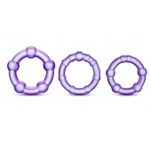 Набор из 3 фиолетовых эрекционных колец Stay Hard Beaded Cockrings - Blush Novelties - в Липецке купить с доставкой