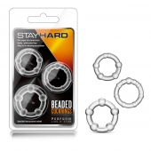 Набор из 3 прозрачных эрекционных колец Stay Hard Beaded Cockrings - Blush Novelties - в Липецке купить с доставкой