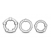 Набор из 3 прозрачных эрекционных колец Stay Hard Beaded Cockrings - Blush Novelties - в Липецке купить с доставкой