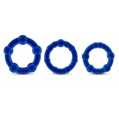 Набор из 3 синих эрекционных колец Stay Hard Beaded Cockrings - Blush Novelties - в Липецке купить с доставкой