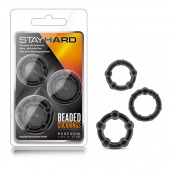 Набор из 3 чёрных эрекционных колец Stay Hard Beaded Cockrings - Blush Novelties - в Липецке купить с доставкой