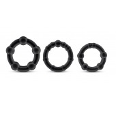 Набор из 3 чёрных эрекционных колец Stay Hard Beaded Cockrings - Blush Novelties - в Липецке купить с доставкой