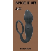 Серое эрекционное кольцо Sensation с анальным стимулятором - Lola Games - в Липецке купить с доставкой