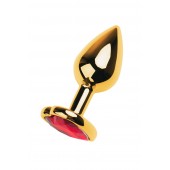 Золотистая анальная пробка с кристаллом-сердцем - 7,5 см. - ToyFa - купить с доставкой в Липецке