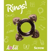Чёрное эрекционное кольцо Rings Screw - Lola Games - в Липецке купить с доставкой