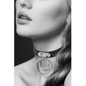 Черный чокер с двумя кольцами - Bijoux Pour Toi - купить с доставкой в Липецке