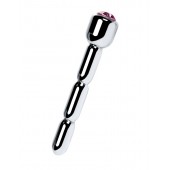 Серебристый уретральный плаг со стразом - 7 см. - ToyFa - купить с доставкой в Липецке