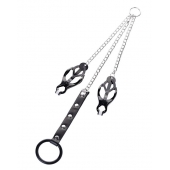 Черно-серебристые зажимы для сосков с кольцом для пениса TOYFA Metal - ToyFa - купить с доставкой в Липецке