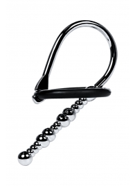 Серебристый уретральный плаг-бусины TOYFA Metal с мягким фиксириющим кольцом - ToyFa - купить с доставкой в Липецке