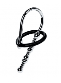 Серебристый уретральный плаг-бусины TOYFA Metal с мягким фиксириющим кольцом - ToyFa - купить с доставкой в Липецке