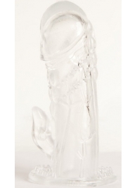 Прозрачная гелевая насадка с клиторальным отростком - 13 см. - Toyfa Basic - в Липецке купить с доставкой