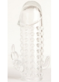 Гелевая прозрачная насадка с 2 отростками - 13 см. - Toyfa Basic - в Липецке купить с доставкой