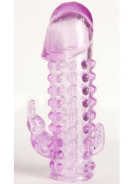 Закрытая фиолетовая насадка с 2 отростками - 13 см. - Toyfa Basic - в Липецке купить с доставкой