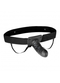 Чёрный полый страпон с вибрацией Unisex Vibrating Hollow Strap-On - 14 см. - Lux Fetish - купить с доставкой в Липецке