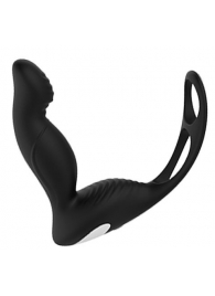 Черный вибромассажер простаты P-PLEASER W ERECTION ENHANCE - Dream Toys - в Липецке купить с доставкой