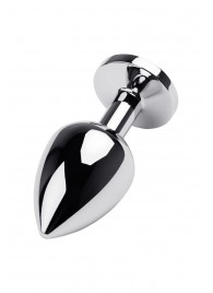 Серебристая коническая анальная пробка с красным кристаллом - 8 см. - ToyFa - купить с доставкой в Липецке