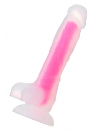 Прозрачно-розовый фаллоимитатор, светящийся в темноте, Clark Glow - 22 см. - ToyFa купить с доставкой в интернет-магазине Orgasmix в Липецке Прозрачно-розовый фаллоимитатор, светящийся в темноте, Clark Glow - 22 см. - ToyFa