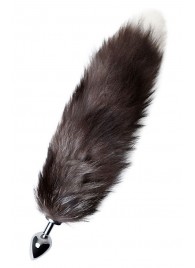 Серебристая металлическая анальная втулка с хвостом чернобурой лисы - размер S - ToyFa - купить с доставкой в Липецке