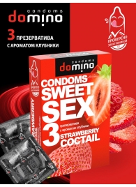 Презервативы для орального секса DOMINO Sweet Sex с ароматом клубничного коктейля  - 3 шт. - Domino - купить с доставкой в Липецке