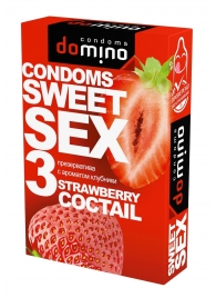 Презервативы для орального секса DOMINO Sweet Sex с ароматом клубничного коктейля  - 3 шт. - Domino - купить с доставкой в Липецке