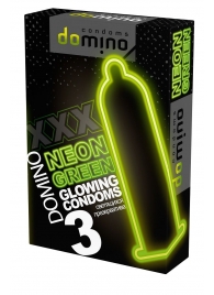 Презервативы DOMINO Neon Green со светящимся в темноте кончиком - 3 шт. - Domino - купить с доставкой в Липецке