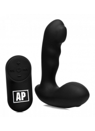 Черный стимулятор простаты Alpha-Pro 7X P-Milker Silicone Prostate Stimulator with Milking Bead - XR Brands - в Липецке купить с доставкой