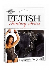 Меховые чёрные наручники Beginner s Furry Cuffs - Pipedream - купить с доставкой в Липецке