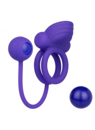 Фиолетовое эрекционное кольцо с утяжелителем Silicone Rechargeable Dual Rockin Rim Enhancer - California Exotic Novelties - в Липецке купить с доставкой