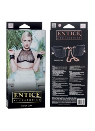 Черные мягкие наручники Entice French Cuffs с цепью - California Exotic Novelties - купить с доставкой в Липецке