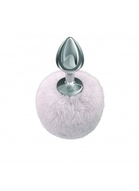 Серебристая анальная пробка с белым пушистым хвостиком Twinkle - Lola Games - купить с доставкой в Липецке