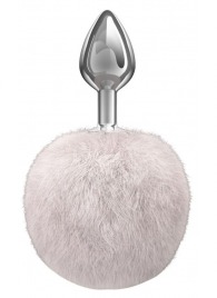 Серебристая анальная пробка с белым пушистым хвостиком Twinkle - Lola Games - купить с доставкой в Липецке